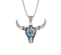 ZIAFRPN necklace men Retro Domineering Turquoise Bull Head Pendant Taurus Wealth Amulet Necklace Personalized Punk Animal Jewelry for Men best gifts