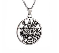 ZIAFRPN necklace men Retro Punk Witchcraft Pentagram Pendant Jewish Hebrew Four-Word Jewelry Men's and Women's Amulet Necklace best gifts