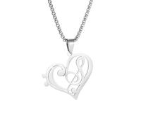 ZIAFRPN necklace men,Romantic Heart Music Symbol Pendant Necklace for Men Women Hip Hop Band Concert Jewelry Couple Gift
