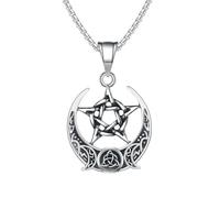 ZIAFRPN necklace men,Witchy Pentagram Moon Celtic Knot Pendant Necklace for Men Women Fashion Lucky Amulet Jewelry
