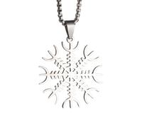 ZIAFRPN Necklace Norse Viking Style Awe Rune Pendant Snowflake Necklace for Men Charm Amulet Lucky Jewelry fashion