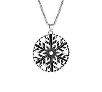 ZIAFRPN Necklace Retro Nordic Black Snowflake Compass Pendant Necklace for Men and Women mas Winter Sweater Chain Jewelry Gift fashion