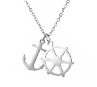ZIAFRPN Necklace Rudder And Anchor Double Pendants Necklace For Men Women Chain Retro Pirate Jewelry 2023 fashion