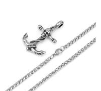 ZIAFRPN Necklace Skull Anchor Pendant Necklace for Men Pirate Anchor Necklace Chain Gothic Punk Skull Jewelry Gift fashion
