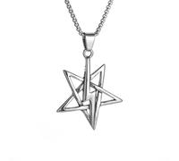 ZIAFRPN Necklace Vintage Church of Satan Men's Necklace Amulet Symbol Jewelry Lightning Pentagram Pendant fashion