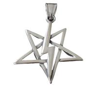 ZIAFRPN Pentagram with Lightning Bolt Pendant Necklace, Satanic Symbol, Stainless Steel, Amulet Talisman
