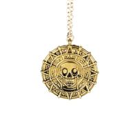 ZIAFRPN Pirates Of The Caribbean Necklace Aztec Skeleton Skull Heads Pendant Coin Medallion Vintage Jewelry