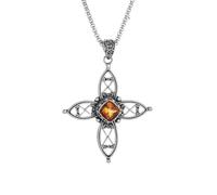 ZIAFRPN Retro Fashion Ethnic Style Knotted Yellow Zircon Pendant Necklace for Women Evening Jewelry Girls Gift