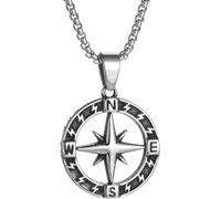 ZIAFRPN Retro Fashion Punk Compass Anchor Pendant Necklace Men Women Rider Hip Hop Rock Party Jewelry