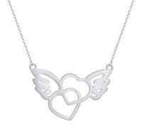 ZIAFRPN Romantic Heart Wings Hollow Art Line Necklaces for Women Clavicle Choker Stainless Steel Fashion Jewelry Couple Lover Gifts Free