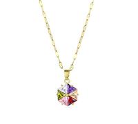 ZIAFRPN Shining Six Colors Geometry Rhombus Crystal Pendant Short Women Necklaces Party Plated Female Chain