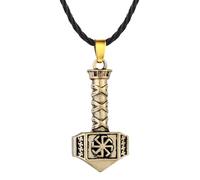 ZIAFRPN Slavic Necklace Hammer Of Kolovrat Pendant Necklaces For Men Women Mythology Jewelry Amulet Black Rope Chains Talisman Gift