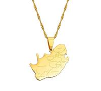 ZIAFRPN South Africa Map and Cities Name Pendant Necklaces Jewelry African Festival Ornament