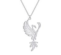 ZIAFRPN Stainless Steel Exquisite Flying Bird Filigree Fire Phoenix Necklace for Women Men Fashion Clavicle Choker Unisex Jewelry Gifts
