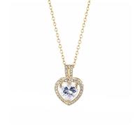 ZIAFRPN Sweet Romantic Crystal Heart Pendant Stainless Steel Necklaces For Women Korean Female Party Jewelry present-