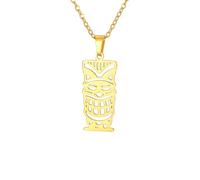 ZIAFRPN Tiki Totem Necklace Indigenous People Mask Tribal Culture Geometric Pendant Jewelry