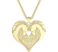 ZIAFRPN Twin Pegasus Necklace for Women Men Horse Head Pendant Engraved Mythology Charm Chain Jewelry Gift