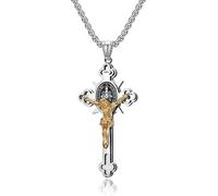 ZIAFRPN Vintage Christian Jesus Cross Pendant Necklace Men's Religious Jesus Necklaces Prayer Baptism Jewelry congratulations gifts