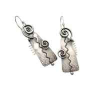 ZIAFRPN Vintage Geometric Shape Spiral Pattern Dangle Earrings Retro Bohemian Style Silver Color Jewelry Trendy Tourism Souvenir