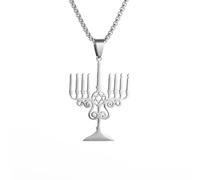ZIAFRPN Vintage Jewish Menorah Star of David Pendant Judaism Hebrew Faith Lighting Amulet Necklace Jewelry congratulations gifts