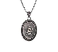 ZIAFRPN Vintage Pirate Ship Sailing Medal Necklace Pendant Personalized Men's Fashion Punk Party Jewelry Gift