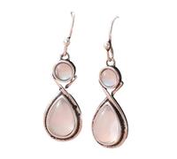 ZIAFRPN Vintage Silver Color Water Droplet Inlaid Imitation Moonstone Earrings Classic Make Old Party Earrings Jewelry