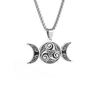 ZIAFRPN Witch Triple Moon Protection Spiral Pendant Necklace for Men Women Pagan Trinity Celtic Knot Necklace Jewelry congratulations gifts