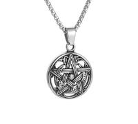 ZIAFRPN Witchcraft Pentagram Necklace for Men Jewish Hebrew Four Letter Solomon Pendant Rune Amulet Jewelry