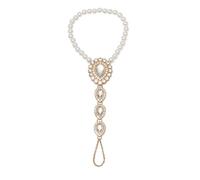 ZIAFRPN Women's jewelry Micro-set beach-inspired footsteps Exaggerated pear-shaped diamond-set fingered pearl anklet Wedding Mother's Day