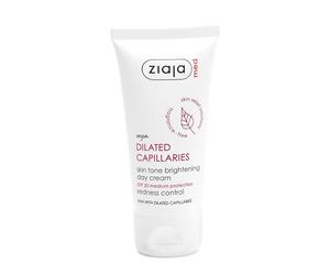 Ziaja Med Dilated Capillaries Brightening Day Cream SPF 20 50ml | CC day cream with SPF 20 that helps even skin tone, conceal redness and moisturise sensitive skin with visible capillaries.