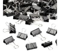 Ziamzra Pack of 100 25 mm Metal Double Clips Black Paper Clips Office Box Paper Clips for Office Supplies Wall Photo Decoration Letters Notes (32 mm/19 mm/15 mm)