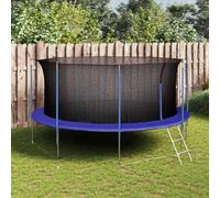 Ziaphsol 15ft Round Trampoline Safety Net Replacement Part Weatherproof PE 8 Poles 120cm Zip Garden Trampoline with Ladder, Frame Pad and Jumping Mat