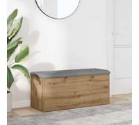 Ziaphsol Artisan Oak Storage Bench with Storage Space and Padded Cushion, 102 x 42 x 45 cm Wood Composite Chest Bench with Hinged Lid for Hallway