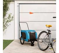 Ziaphsol Bicycle Trailer Dog Grey and Black Oxford Fabric and Iron Foldable with Mesh Window, Brake, Wheel and Handle for Outing, Park and Veterinarian, up to