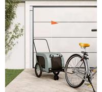 Ziaphsol Bicycle Trailer Dog Grey and Black Oxford Fabric and Iron Foldable with Mesh Window, Brake, Wheel and Handle for Outing, Park and Veterinarian, up to