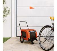 Ziaphsol Bicycle Trailer Dog Orange Black Oxford Fabric Iron 124 x 53 x 53 cm with PVC Window 2 Large Wheels up to 30 kg for Trips and Travel