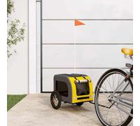 Ziaphsol Bicycle Trailer Dog Yellow and Grey Oxford Fabric and Iron, Foldable, 124 x 53 x 53 cm, for Dog Buggy, Cat Buggy, Transport Trolley for Trips, City and Park