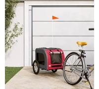 Ziaphsol Bicycle Trailer for Pets Red and Grey x Oxford Fabric and Iron, Foldable for Dog Buggy Cat Buggy Pet Buggy Transport Trolley Excursion City Park