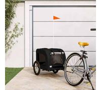 Ziaphsol Bicycle Trailer for Pets Red and Grey x Oxford Fabric and Iron, Foldable for Dog Buggy Cat Buggy Pet Buggy Transport Trolley Excursion City Park