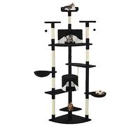 Ziaphsol Cat Scratching Post with Sisal Scratching Posts, 203 cm, Black and White, Climbing Tree for Home and Balcony, with Cave, Hammock, Lying Surface, Toy and Sturdy Retreat