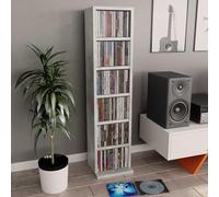 Ziaphsol CD Cabinet Concrete Grey Made of Wood 21 x 20 x 88 cm with 6 Open Compartments as CD Shelf for DVD and Accessories Space Saving Storage Solution