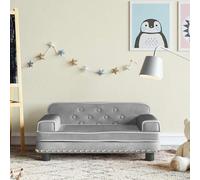 Ziaphsol Children's Sofa Light Grey Velvet 70 x 45 x 30 cm with Foam Padding, Solid Pine Wood, Children's Room Seating Furniture for Playing Sitting Eating, Suitable for Baby Furniture and