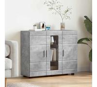 Ziaphsol Concrete Grey Sideboard Made of Wood Material, Matt, 88.5 x 30.5 x 73 cm, 1 Cabinet for Indoor, Storage Space for Living Room, Home Office, Bedroom, Matte Surface