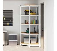 Ziaphsol Corner Shelf Made of Wood Material in Silver, 90 x 90 x 198 cm, for Workshop, Garage and Basement, as Storage Shelf for Tidy with 5 Corner Shelves