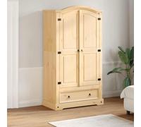 Ziaphsol Corona Solid Pine Wardrobe with Honey Wax Finish, 102 x 52 x 186 cm, 1 Drawer, Wardrobe with Clothes Rail, Compartment and Storage Space for Bedroom, Hallway