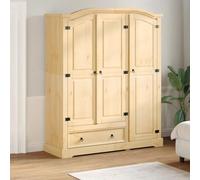 Ziaphsol Corona Solid Pine Wardrobe with Honey Wax Finish, 151.5 x 52 x 186 cm, 1 Drawer with Metal Handle for Wardrobe Storage in Bedroom