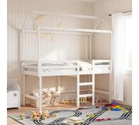 Ziaphsol Cot Bed Roof White Solid Pine 207 x 95.5 x 159 cm Children's Room Accessories with Open Side Assembly for Bedroom