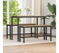 Ziaphsol Dining Table Bench, Wood Material, Artisan Oak, 100 x 32.5 x 48.5 cm, Set of 2, Steel Frame, Height-Adjustable, Bench for Dining Room, Living Room, Bedroom, with Sturdy Backrest