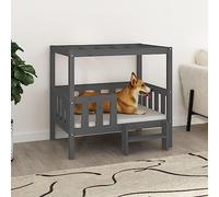 Ziaphsol Dog Bed Grey Solid Pine Wood 95.5 x 73.5 x 90 cm for Dog Sleeping Area, Lounging, Rest in the Living Room, Robust and Sturdy Frame