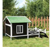 Ziaphsol Dog Kennel Grey 159 x 120 x 88.5 cm Solid Pine Wood with Waterproof Roof for Garden Yard Patio Safe Hut for Dogs, Cats and Small Animals